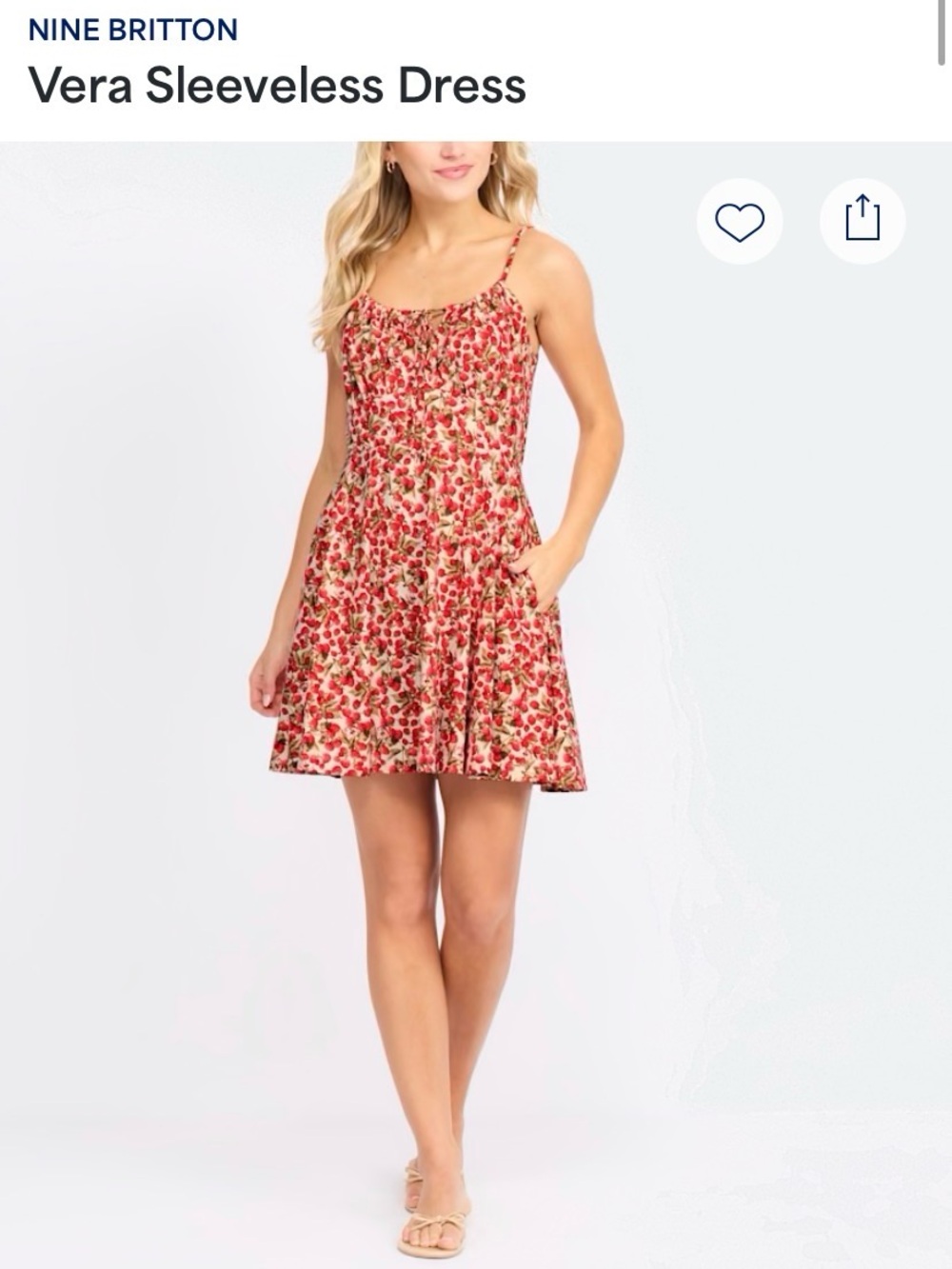 nine britton Red Floral Sleeveless Mini Dress